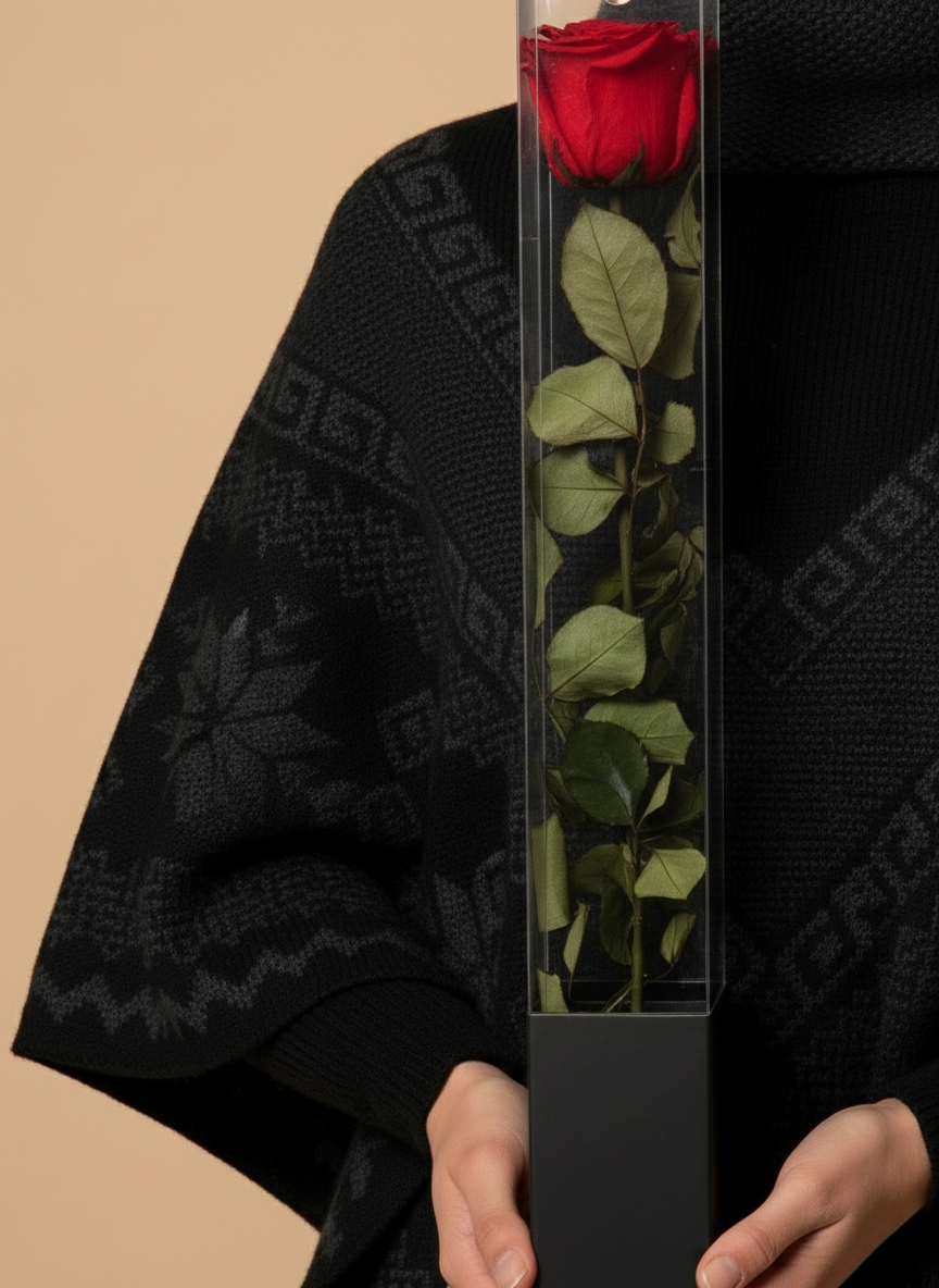 Macro shot of textile and rose