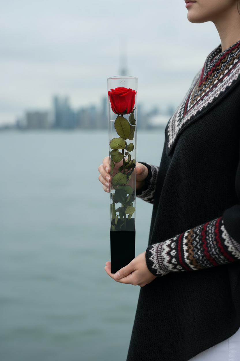 Natural hand grip with cool tones